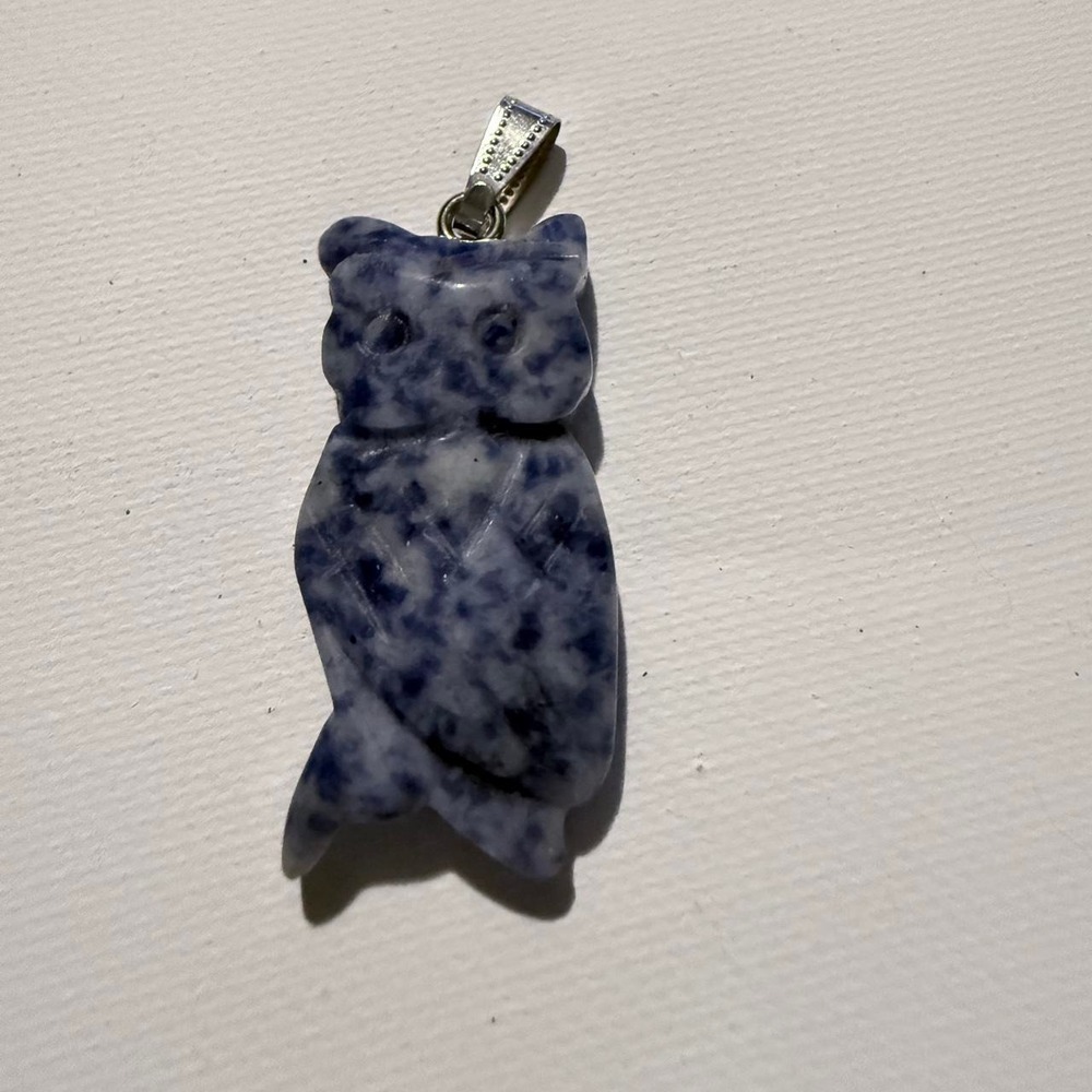 Vintage Glazed stoneware owl pendant